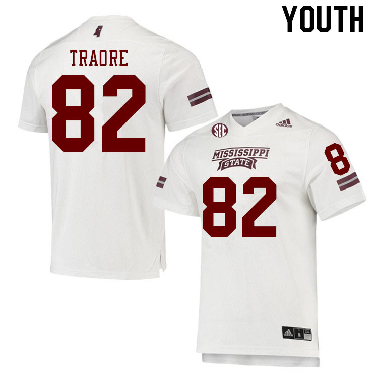 Youth #82 Seydou Traore Mississippi State Bulldogs College Football Jerseys Stitched Sale-White
